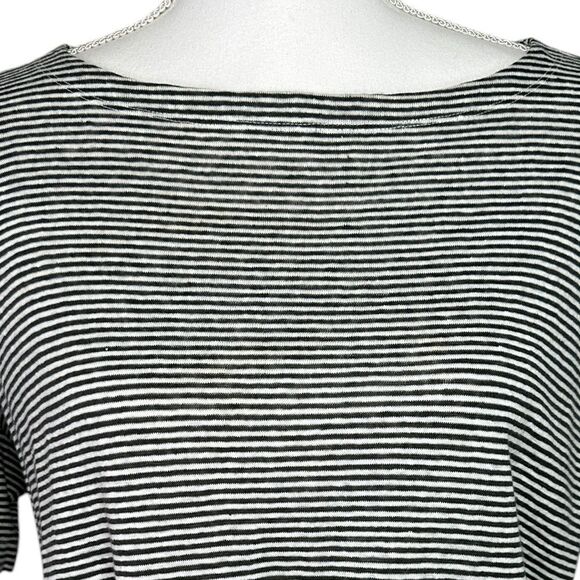 EILEEN FISHER 100% ORGANIC LINEN SHORT SLEEVE STRIPED T- SHIRT TOP Petite Small - Picture 2 of 10